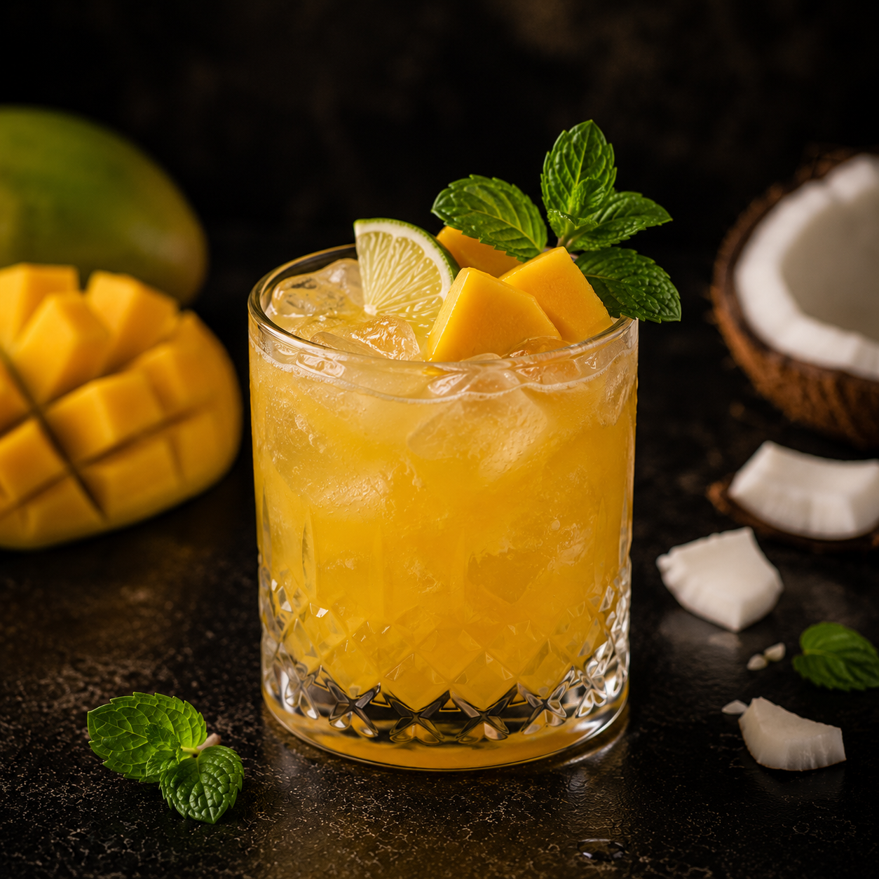 Coconut Tropical Pudding with Mango
